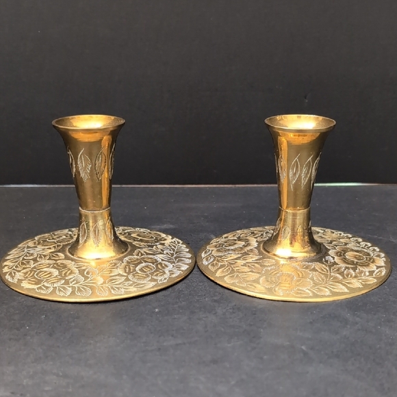 VGT,Brass set of 2 Candlestick Holders,Made In India. - Picture 1 of 9